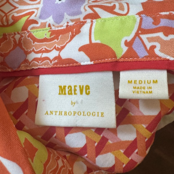 MAEVE Anthropologie Alida Contrast Button Down Floral Shirt Size Medium - Picture 8 of 9